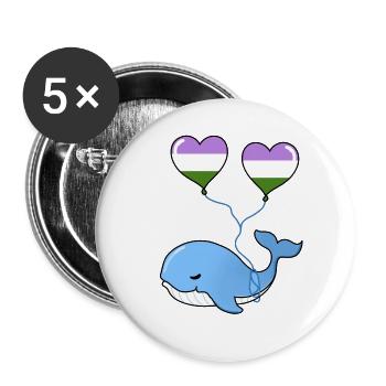 Ballon Whale Heart Genderqueer - Lot de 5 grands badges (56 mm) - blanc - Devant