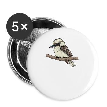 Kookaburra I Eisvogel Naturschutz für Ornithologe - Buttons groß 56 mm (5er Pack) - Weiß - Vorne