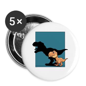Dinosaurier T-Rex Schattenfigur Dino - Buttons groß 56 mm (5er Pack) - Weiß - Vorne