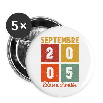 Septembre 2005 Original Idée Cadeau Anniversaire - Lot de 5 grands badges (56 mm) - blanc - Devant
