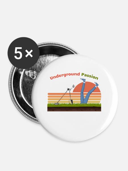 Underground-Leidenschaft für Detektive - Buttons groß 56 mm (5er Pack) - Weiß