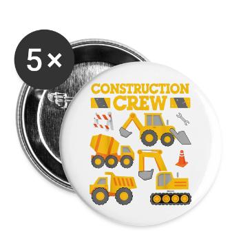 Construction Crew Worker Excavator Equipment Gift - Buttons large 2.2''/56 mm (5-pack) - white - Front