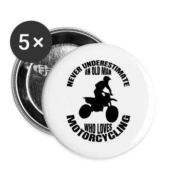 Motocross Cyclomoteur Moto cadeau moto - Lot de 5 grands badges (56 mm) - blanc - Devant