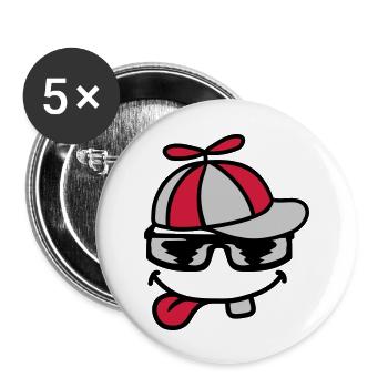 Comic Face Propeller Cap Wind Turbine - Buttons large 2.2''/56 mm (5-pack) - white - Front