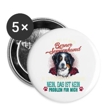 Berner Sennenhund Problem - Buttons groß 56 mm (5er Pack) - Weiß - Vorne