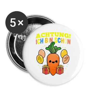 Achtung Ich Bin Schon 9 Geburtstag Karotte - Buttons groß 56 mm (5er Pack) - Weiß - Vorne