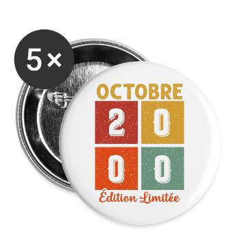 Octobre 2000 Vintage - Lot de 5 grands badges (56 mm) - blanc - Devant