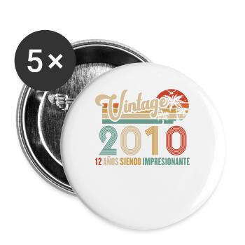 Anniversaire Vintage Idée Cadeau D Anniversaire 12 - Lot de 5 grands badges (56 mm) - blanc - Devant