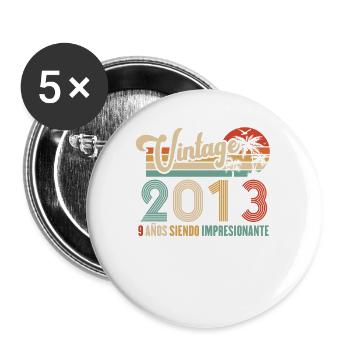 Anniversaire Vintage Idée Cadeau D Anniversaire 9 - Lot de 5 grands badges (56 mm) - blanc - Devant