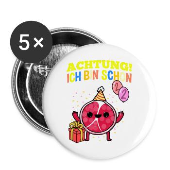 Achtung Ich Bin Schon 2 Geburtstag Granatapfel - Buttons groß 56 mm (5er Pack) - Weiß - Vorne