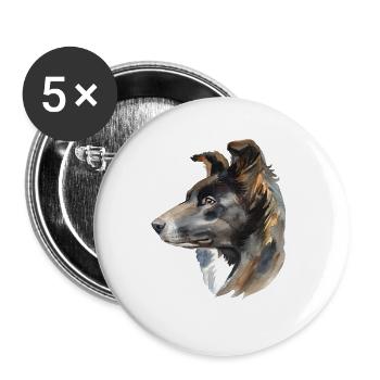 Border Collie Hund Hundebesitzer Hundeliebhaber - Buttons groß 56 mm (5er Pack) - Weiß - Vorne