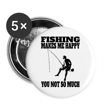 Pêche Hameçons Pêche Pêcheur Pêcheur Pêche - Lot de 5 grands badges (56 mm) - blanc - Devant