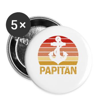 Herren Papitän Papa und Kapitän Lustiges Vintage - Lot de 5 grands badges (56 mm) - blanc - Devant