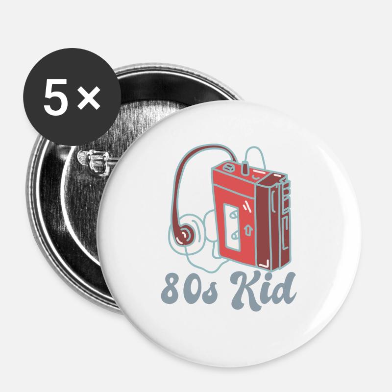 80s Kid - Buttons large 2.2''/56 mm (5-pack) - white