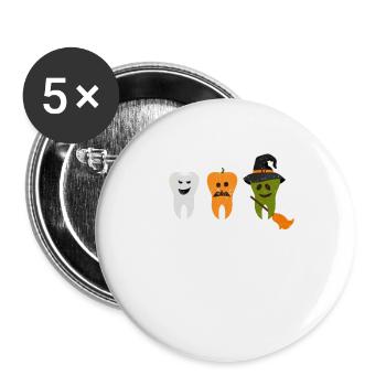 Teeth Ghost Pumpkin Witch Cute Dentist - Buttons large 2.2''/56 mm (5-pack) - white - Front