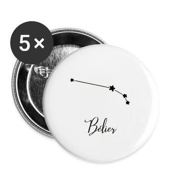 Astro Bélier Constellation - Lot de 5 grands badges (56 mm) - blanc - Devant