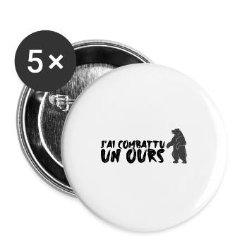 Je combattais un ours - Lot de 5 grands badges (56 mm) - blanc - Devant