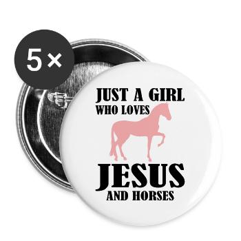 Just A Girl Who Loves Jesus And Horses Pferd - Buttons groß 56 mm (5er Pack) - Weiß - Vorne