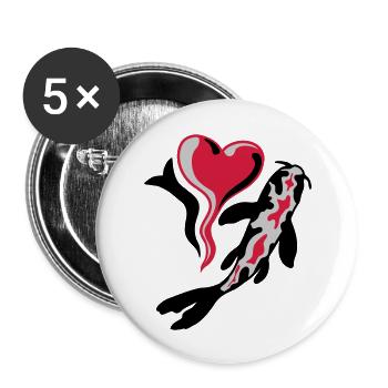 I Love Koi Fish - Buttons large 2.2''/56 mm (5-pack) - white - Front