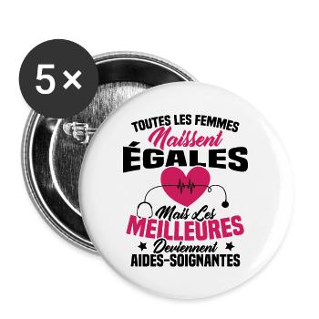 Les meilleures femmes deviennent aides-soignantes - Lot de 5 grands badges (56 mm) - blanc - Devant