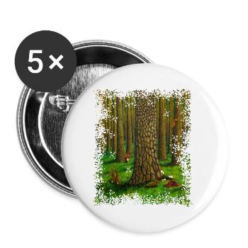 Animaux de la forêt, gnome et magie de la nature - Lot de 5 grands badges (56 mm) - blanc - Devant