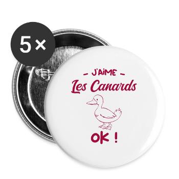 J’aime les canards ok ?! - Lot de 5 grands badges (56 mm) - blanc - Devant