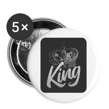 King Design: I am the KING! - Buttons groß 56 mm (5er Pack) - Weiß - Vorne