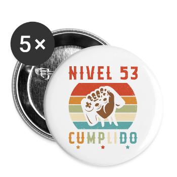 Niveau 53 complete - Lot de 5 grands badges (56 mm) - blanc - Devant