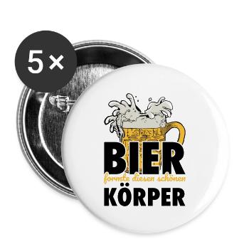 Bier Formte Diesen Schönen Körper Bierliebhaber - Buttons groß 56 mm (5er Pack) - Weiß - Vorne