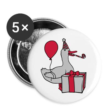 Birthday Party Celebrate Goose - Buttons large 2.2''/56 mm (5-pack) - white - Front