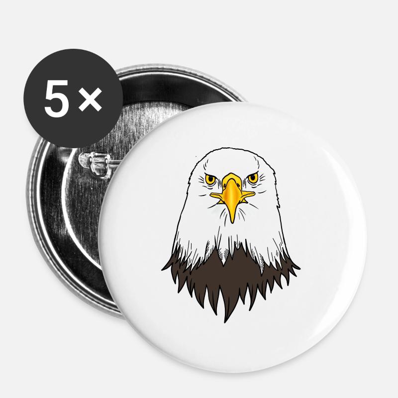 Bald Eagle Head - Buttons large 2.2''/56 mm (5-pack) - white