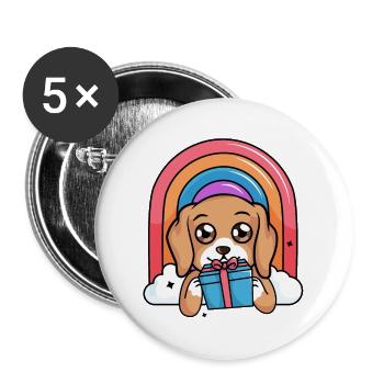 Geschenk - Buttons groß 56 mm (5er Pack) - Weiß - Vorne
