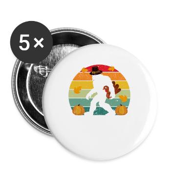 Pilgrim Bigfoot Turkey Thanksgiving Sasquatch - Buttons large 2.2''/56 mm (5-pack) - white - Front