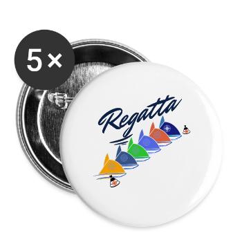 Regatta Captain Segelboot Yacht für Segler Skipper - Buttons groß 56 mm (5er Pack) - Weiß - Vorne