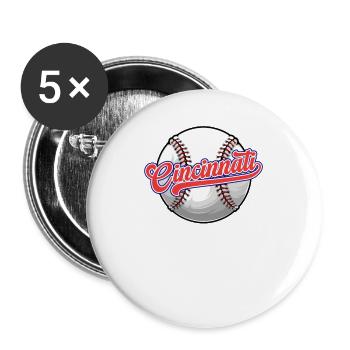 Vintage Cincinnati City Baseball Distressed Lustig - Buttons groß 56 mm (5er Pack) - Weiß - Vorne