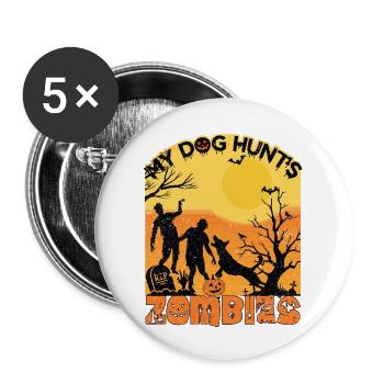 Happy Halloween Grusel Monster Spuk Horror Schreck - Buttons groß 56 mm (5er Pack) - Weiß - Vorne