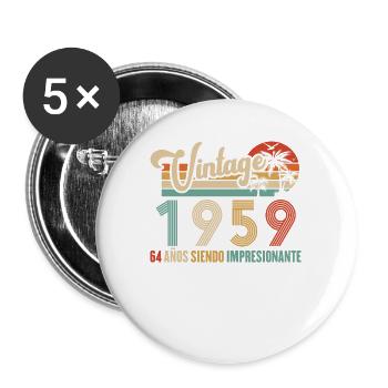 Anniversaire Vintage Idée Cadeau D Anniversaire 64 - Lot de 5 grands badges (56 mm) - blanc - Devant