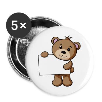 Teddy Schild - Buttons groß 56 mm (5er Pack) - Weiß - Vorne