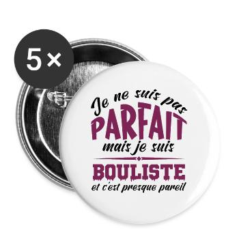 je suis bouliste - Lot de 5 grands badges (56 mm) - blanc - Devant