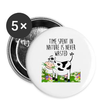 Temps passé dans la nature - Lot de 5 grands badges (56 mm) - blanc - Devant