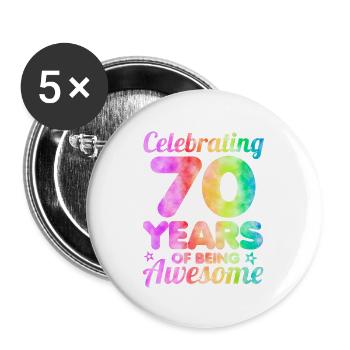 70th Birthday Idea Celebrating 70 Year Of Being - Buttons groß 56 mm (5er Pack) - Weiß - Vorne