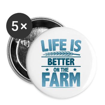 farmer leben ist besser - Buttons groß 56 mm (5er Pack) - Weiß - Vorne