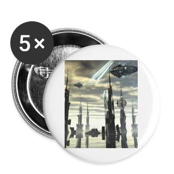 Fantasy Science Fiction City - Buttons large 2.2''/56 mm (5-pack) - white - Front