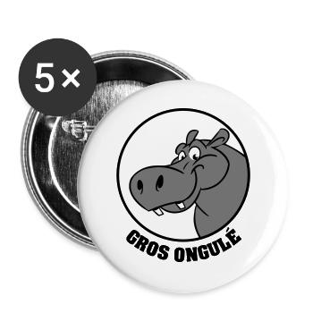 Hippo Texte - Lot de 5 grands badges (56 mm) - blanc - Devant
