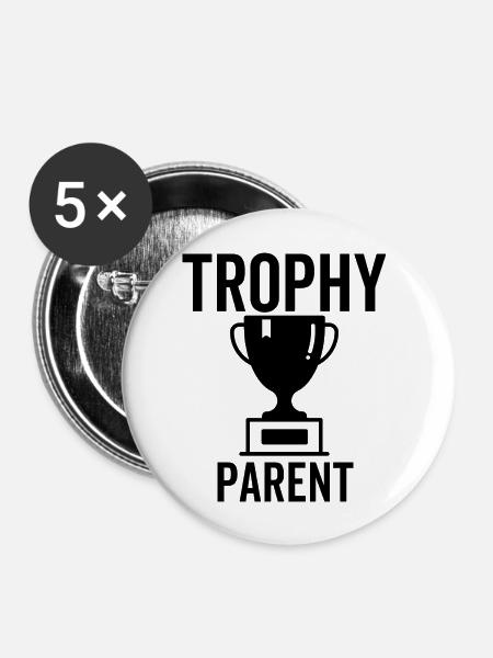 Trophäe Elternteil - Buttons groß 56 mm (5er Pack) - Weiß