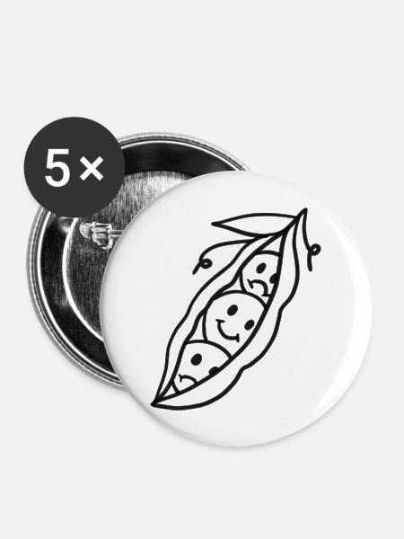Erbsen - Buttons groß 56 mm (5er Pack) - Weiß