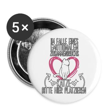 Katzen Spruch Kuschel Outfit Lustiges Katzenhalter - Buttons groß 56 mm (5er Pack) - Weiß - Vorne