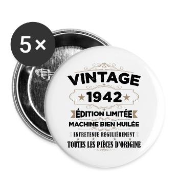 Vintage 1942 Édition Limitée Cadeau - Lot de 5 grands badges (56 mm) - blanc - Devant