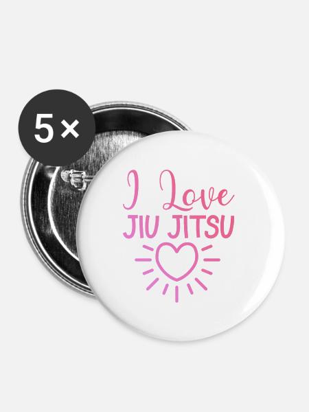Ich liebe Jiu Jitsu - Buttons groß 56 mm (5er Pack) - Weiß