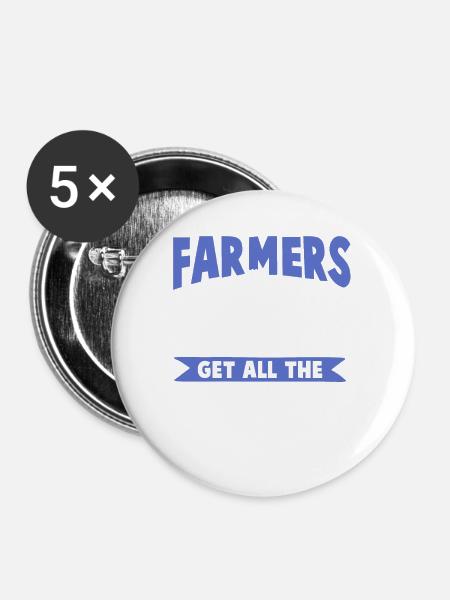 hühner farmer spruch - Buttons groß 56 mm (5er Pack) - Weiß